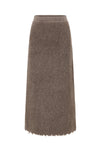 SWAYING 25 Fall/Winter Collection: Fringe-trimmed Yak Wool Maxi Skirt SW-SW25AW3B15C1S2-HZ (Gray-Brown)